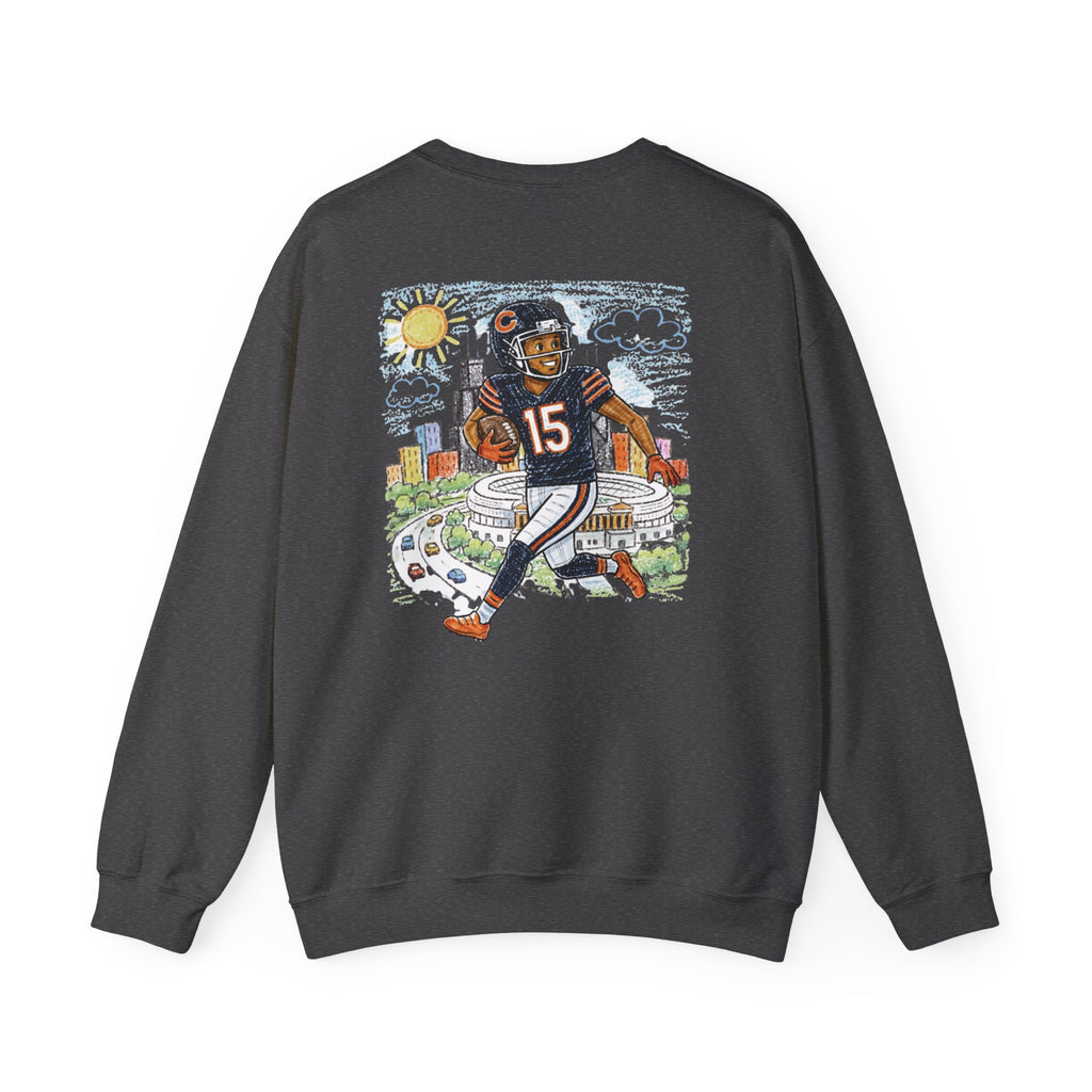 Rome Odunze Chicago Bears Crayon-Style Crewneck Sweatshirt