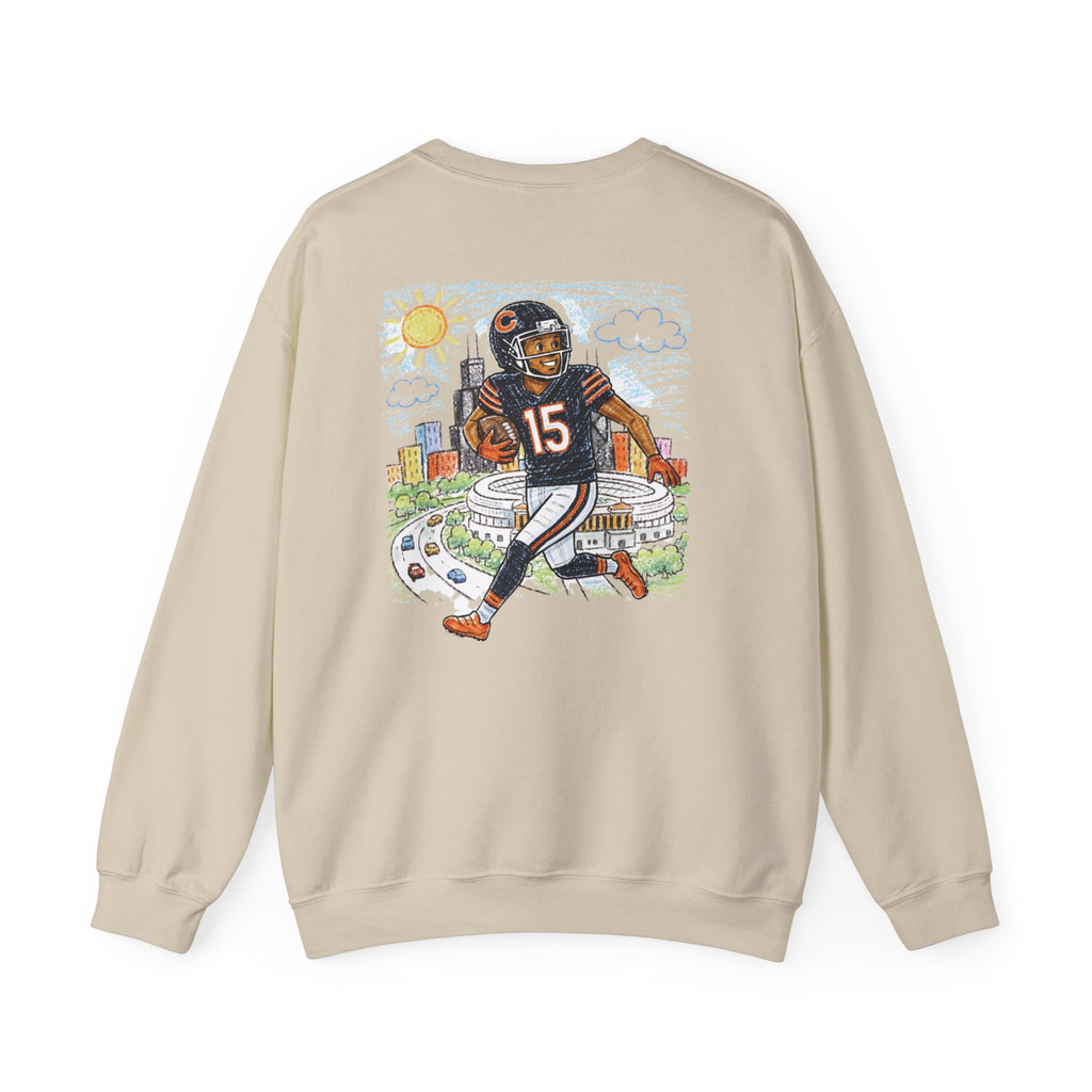 Rome Odunze Chicago Bears Crayon-Style Crewneck Sweatshirt